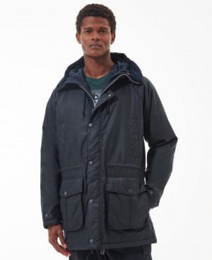 Navy Men Barbour Corbridge Wax Parka Jacket | US-0216WRYNA