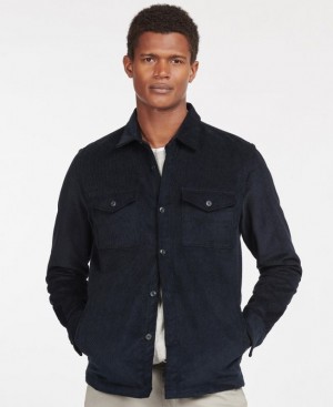 Navy Men Barbour Cord Overshirt | US-0935YTFOK