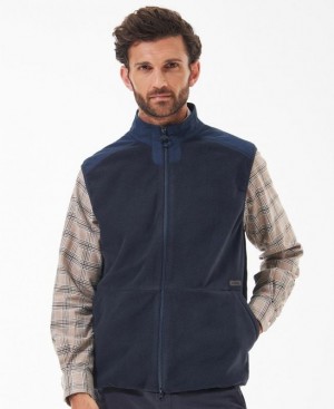 Navy Men Barbour Country Fleece Vest | US-8670VRDWO