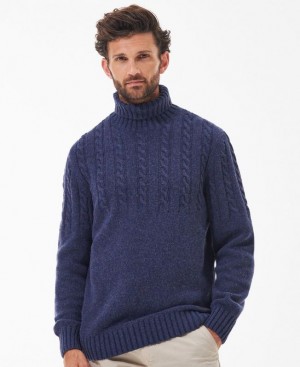 Navy Men Barbour Duffle Knitted Sweater | US-0678HSXQU