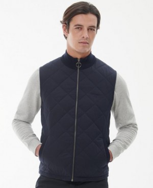 Navy Men Barbour Essential Box Quilt Vest | US-8510ZBCUI