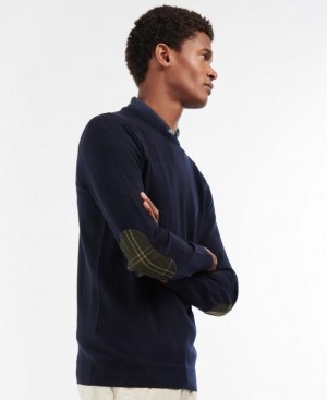 Navy Men Barbour Harrow Crew Neck Sweater | US-6918KSIJZ