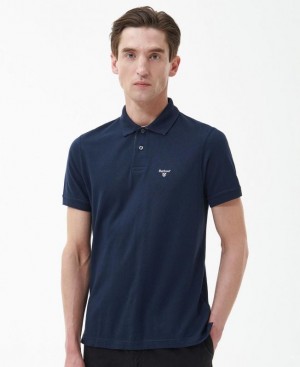 Navy Men Barbour Heathland Polo Shirt | US-9265RMNLY