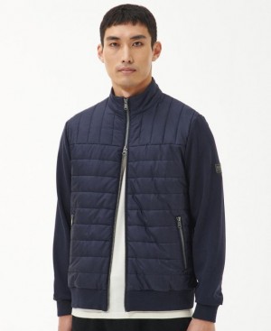 Navy Men Barbour International Counter Sweater Quilted Jacket | US-5278OGNQA