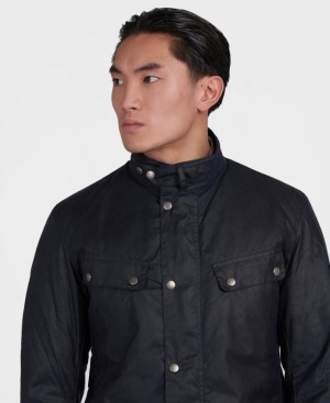 Navy Men Barbour International Duke Waxed Jacket | US-7280SLIRU