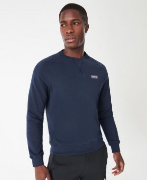 Navy Men Barbour International Essential Crew Neck Sweatshirt | US-5692CZPUE