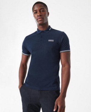 Navy Men Barbour International Essential Tipped Polo Shirt | US-5978ZXBML