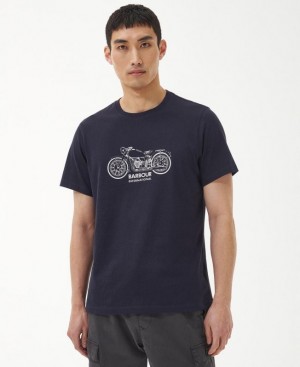 Navy Men Barbour International Gear T-Shirts | US-8245BOZVL