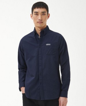 Navy Men Barbour International Kinetic Tailored Shirts | US-0862ICRPK