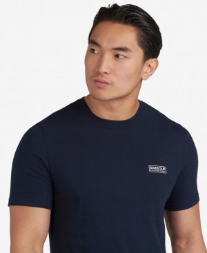 Navy Men Barbour International Small Logo T-Shirts | US-5329HGNTS