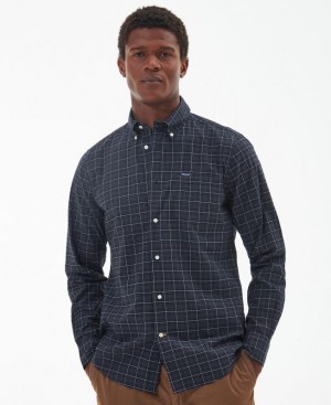 Navy Men Barbour Lomond Tailored Shirts | US-5028FHVEO