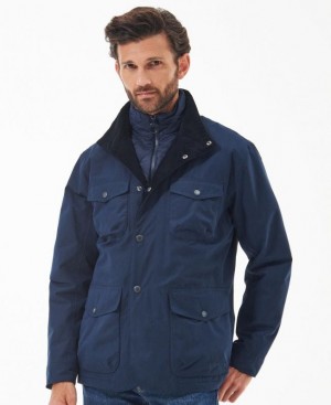 Navy Men Barbour Ogston Waterproof Jacket | US-8452JVZCQ