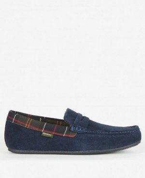 Navy Men Barbour Porterfield Slippers | US-1564KIGVS