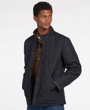 Navy Men Barbour Powell Quilted Jacket | US-0418HAVXB