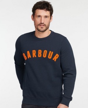 Navy Men Barbour Prep Logo Sweatshirt | US-3012JRETH