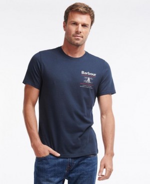 Navy Men Barbour Reed T-Shirts | US-8906BQUIC