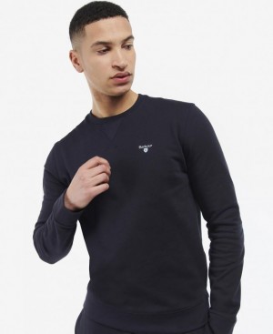 Navy Men Barbour Ridsdale Crew-Neck Sweatshirt | US-8291NQDTU