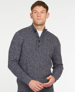 Navy Men Barbour Sid Half Zip Sweater | US-5190MHVKZ