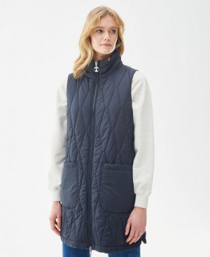 Navy Women Barbour Acanthus Reversible Vest | US-4375OGXEH