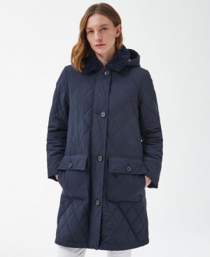 Navy Women Barbour Fox Quilted Jacket | US-2861IAOZC