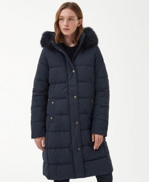 Navy Women Barbour Grayling Quilted Jacket | US-3290GJHIA