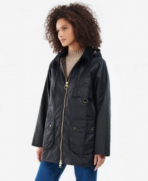 Navy Women Barbour Highclere Waxed Jacket | US-6784WIFGS