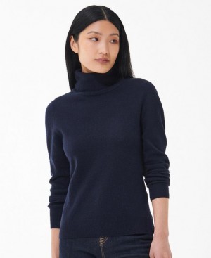 Navy Women Barbour Pendle Roll-Neck Sweatshirt | US-4589MHIWL