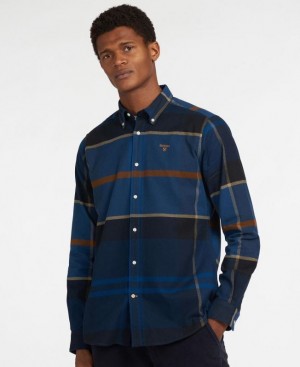 Navy / Black Men Barbour Iceloch Tailored Shirts | US-9245YPXNQ