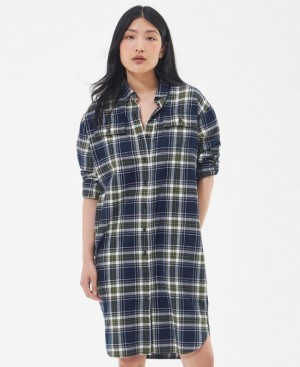 Navy / Green Women Barbour Fairbarn Dress | US-5023KJLUF