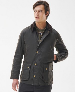 Olive Men Barbour Ashby Waxed Jacket | US-2650TLHAN