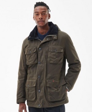 Olive Men Barbour Corbridge Hooded Waxed Jacket | US-2807QXFRB