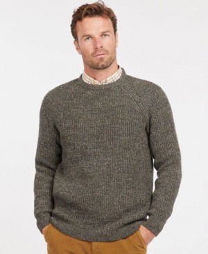 Olive Men Barbour Horseford Crew Neck Sweater | US-3517NBFOY