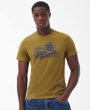 Olive Men Barbour International Eddie T-Shirts | US-8157WJHKB