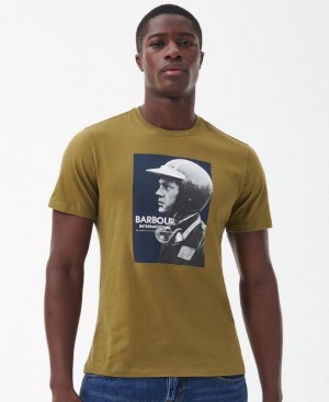 Olive Men Barbour International Greyson T-Shirts | US-2594ABJFX