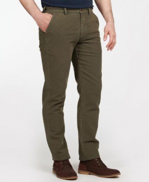 Olive Men Barbour Neuston Moleskin Pants | US-7546WELAM