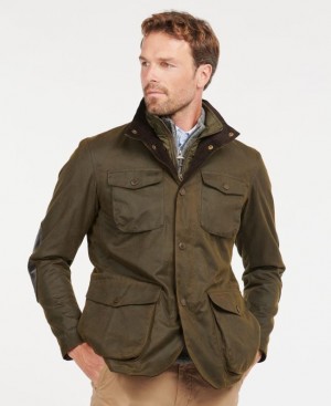 Olive Men Barbour Ogston Cotton Waxed Jacket | US-5360RGWQK