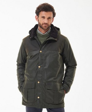 Olive Men Barbour Ollerton Waxed Jacket | US-6371ZGURM