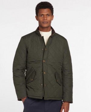 Olive Men Barbour Powell Quilted Jacket | US-3426SHUXE