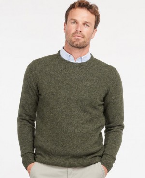 Olive Men Barbour Tisbury Crew Neck Sweater | US-4637YEHFI