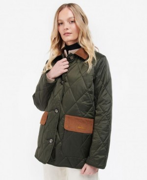 Olive Women Barbour Bragar Quilted Jacket | US-5749FHVAO