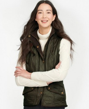 Olive Women Barbour Cavalry Vest | US-4713FHKCL