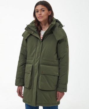 Olive Women Barbour Chesil Rain Jacket | US-4019QOKFT