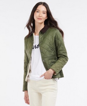 Olive Women Barbour Deveron Polarquilt Quilted Jacket | US-8329JXWZV