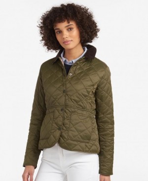 Olive Women Barbour Deveron Quilted Jacket | US-7528KFVIU