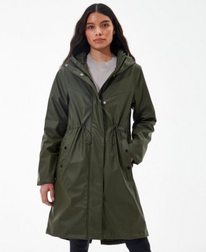 Olive Women Barbour International Peaty Rain Jacket | US-6192HZUQO