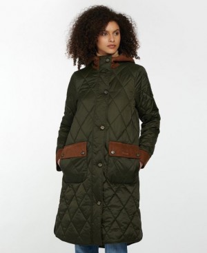 Olive Women Barbour Mickley Quilted Jacket | US-6903VCBDY