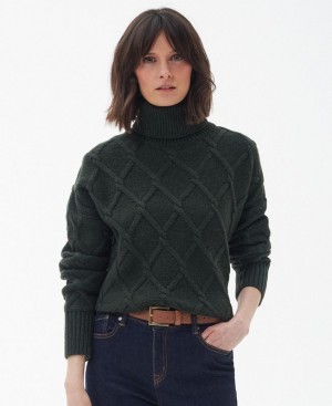 Olive Women Barbour Perch Knitted Sweater | US-9416ZLAYD