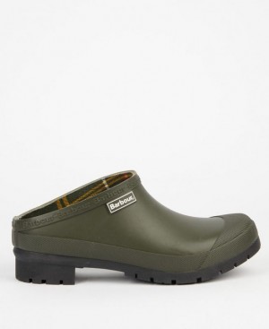 Olive Women Barbour Quinn Clogs | US-0284URIBD