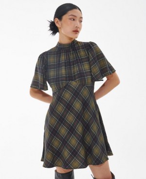 Olive / Black Women Barbour Orton Mini Dress | US-3145VRYAF