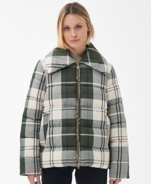 Olive / Grey Women Barbour Germain Quilted Jacket | US-2870THRWI